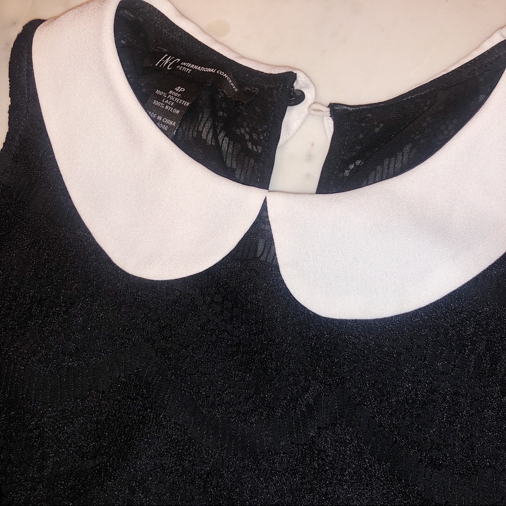 INC black lace blouse with white collar size 4P